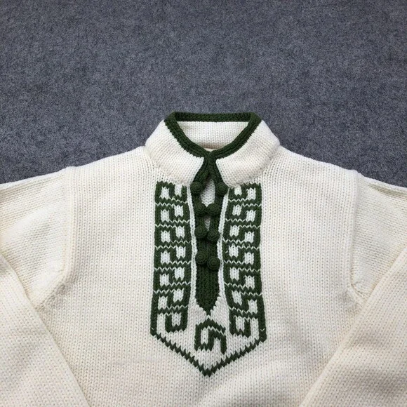 Vintage Carol Brent Sweater Mens 38 Knit Pullover Greek Key Korea 70s
